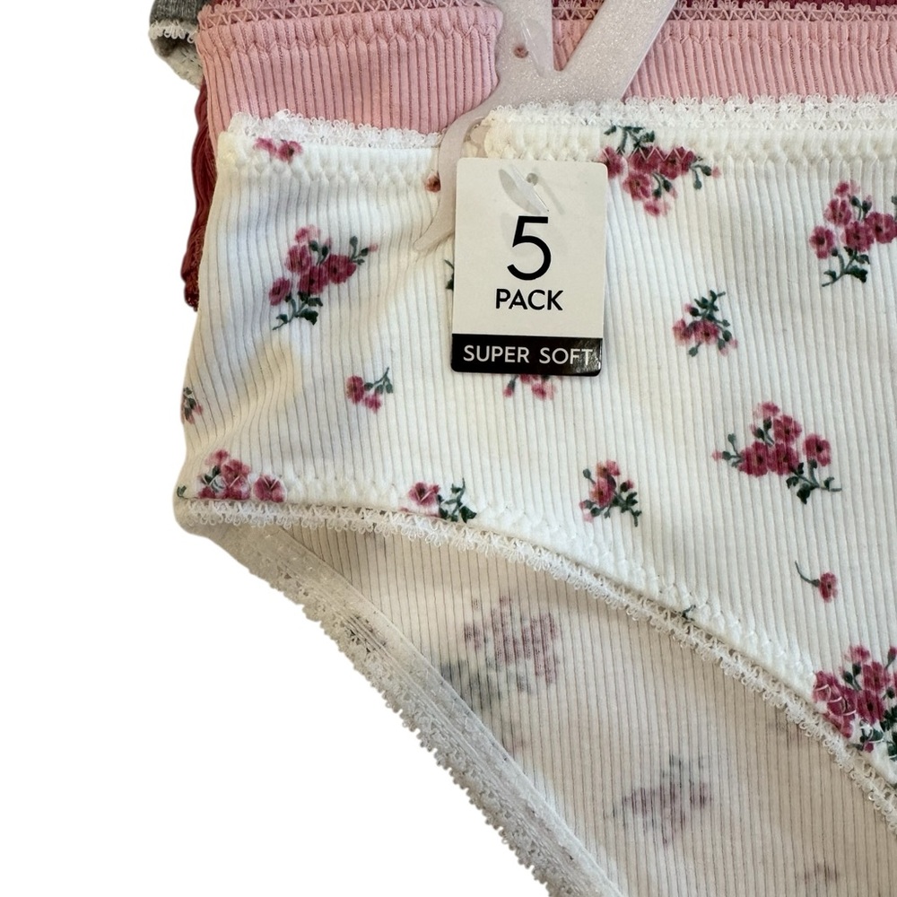 LAURA ASHLEY 5 Pack Panties Stretchy Ribbed Soft Comfy Lace Trim NWT Large - Picture 4 of 12